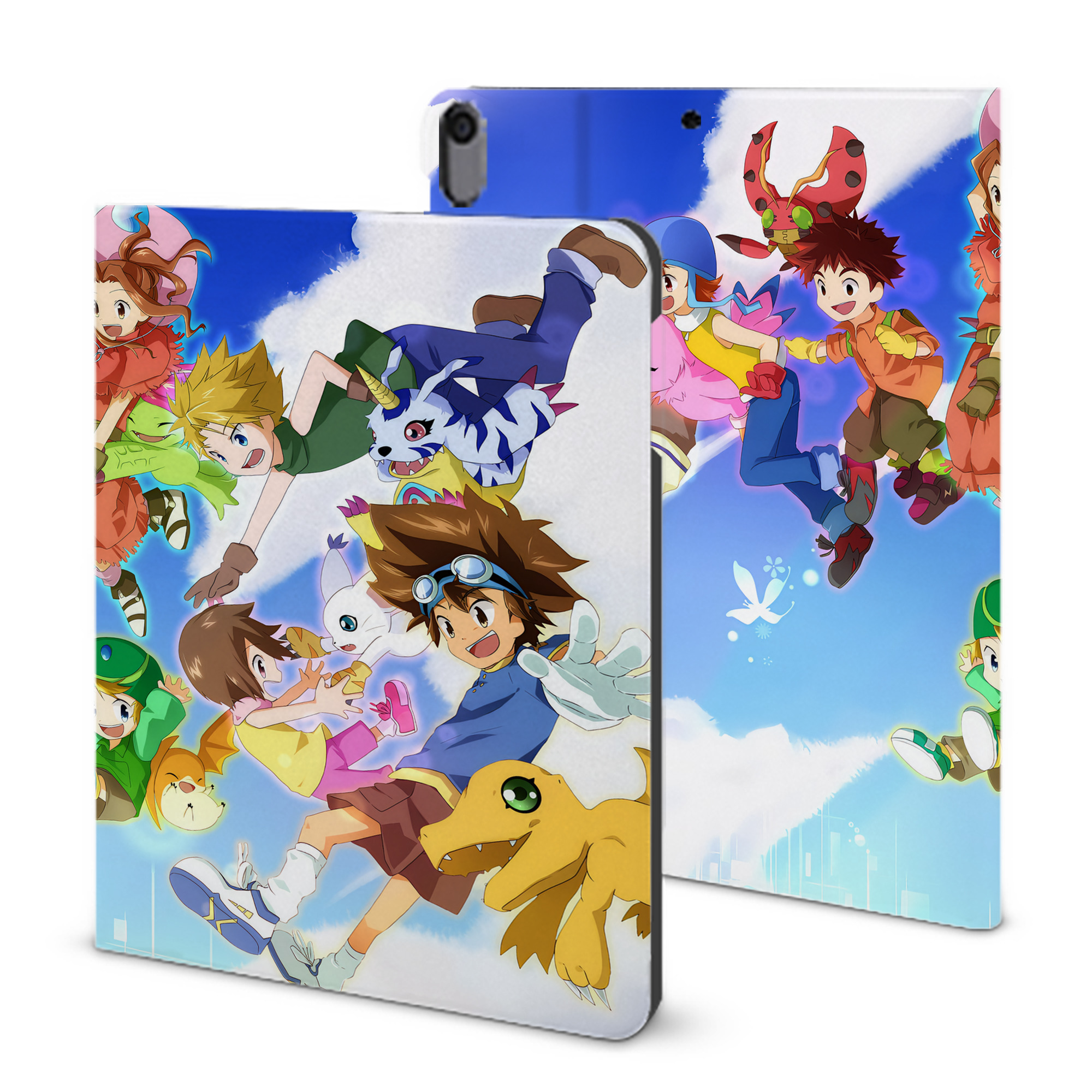 （画像用） Digimon デジタルモンスター/デジモン IPad ケース ブック型 PUレザー TPU 耐衝撃 軽量 薄型 ペン収納なし 全面保護 IPad 各モデル対応